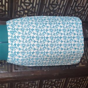 Talbot's size 4p white and turquoise lace skirt